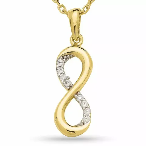 testsieraad infinity zirkoon hanger met ketting in verguld zilver met rhodinatie