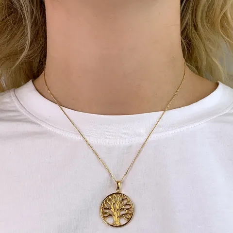 24 mm boom van het leven hanger in verguld sterlingzilver