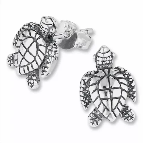 Klein schildpad zilver oorbellen in zilver