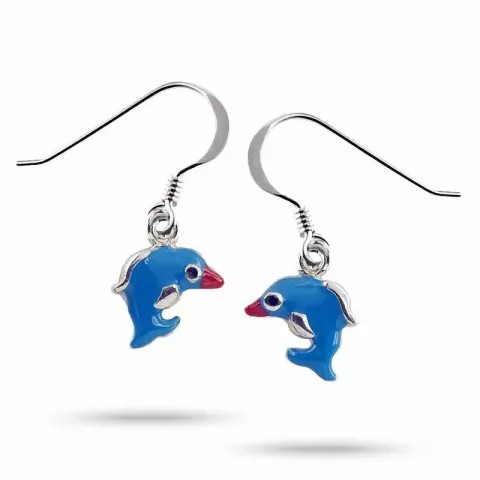 Blauwe dolfijn oorbellen in zilver