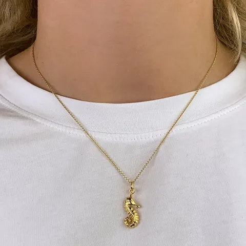 zeepaard hanger in verguld sterlingzilver