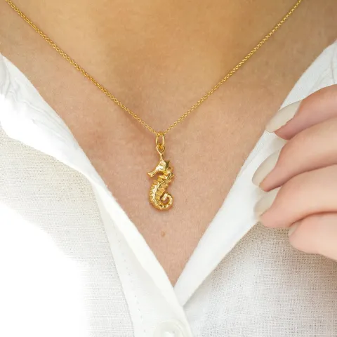 zeepaard hanger in verguld sterlingzilver