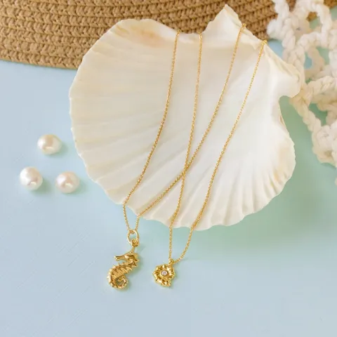 zeepaard hanger in verguld sterlingzilver