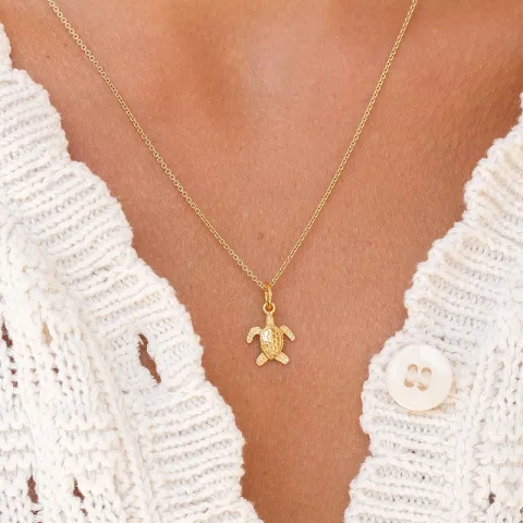 Klein schildpad hanger in verguld sterlingzilver