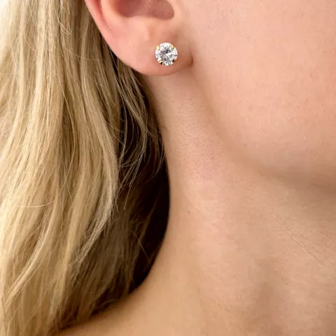 7 mm zirkoon oorsteker in verguld zilver