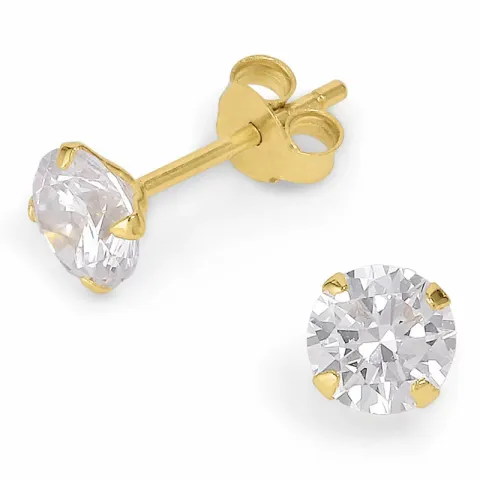 8 mm zirkoon oorbellen in verguld zilver