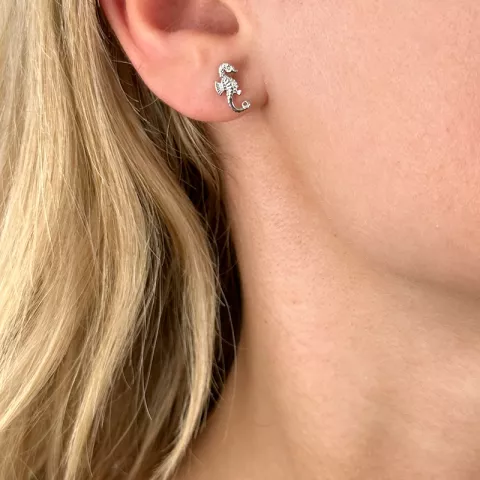 zeepaard oorbellen in zilver