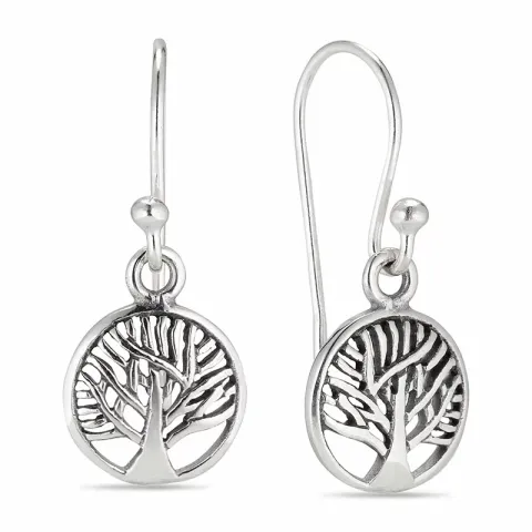 10 mm boom van het leven oorbellen in geoxideerd sterlingzilver