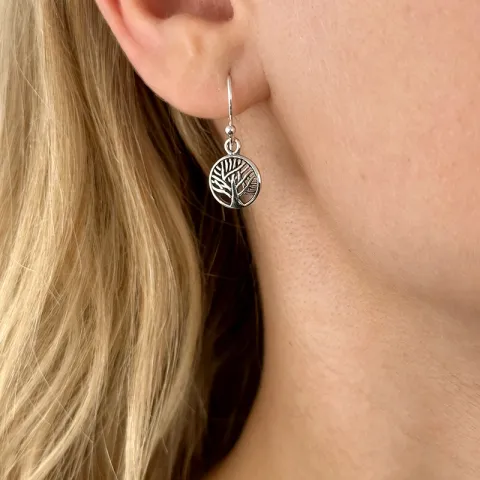 10 mm boom van het leven oorbellen in geoxideerd sterlingzilver