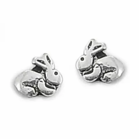 Klein konijn oorsteker in zilver