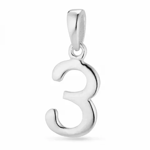 het getal 3 hanger in zilver