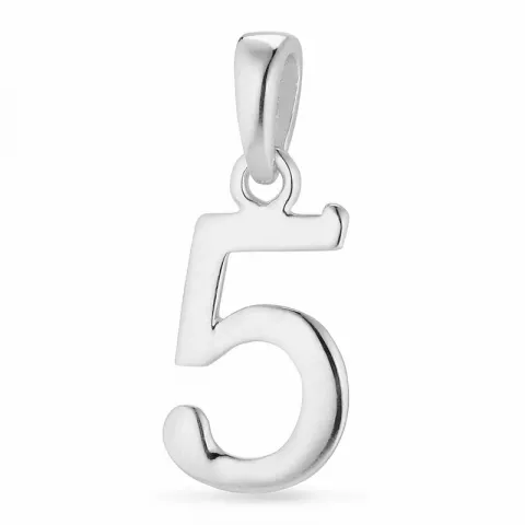 het getal 5 hanger in zilver
