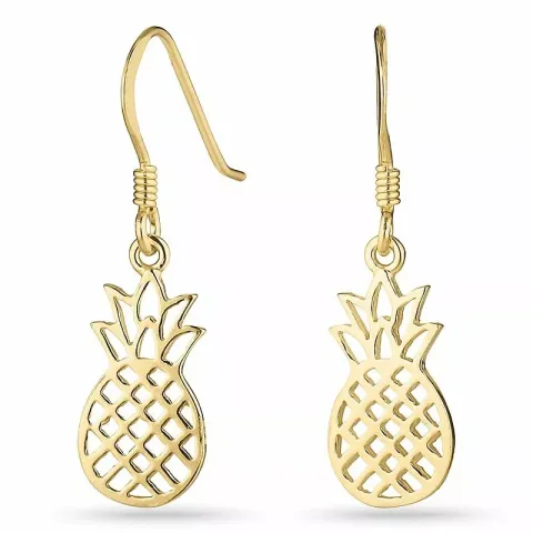 Lange ananas oorbellen in verguld zilver