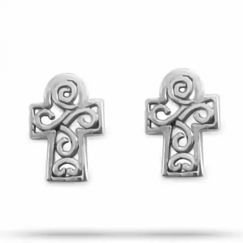 kruis oorsteker in zilver
