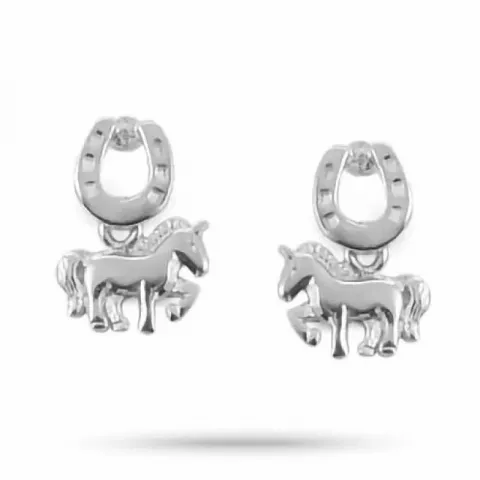 Glanzende  paarden oorsteker in zilver