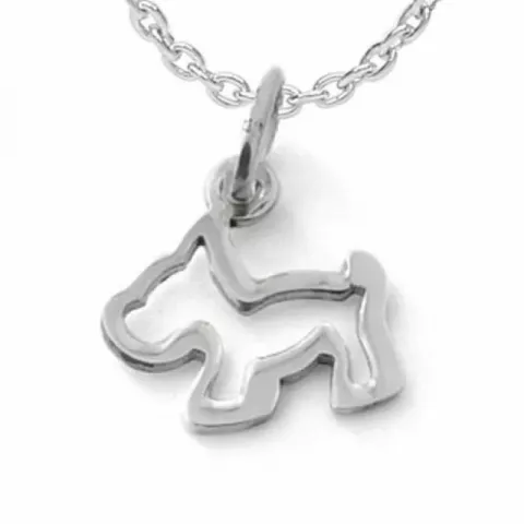 Klein honden hanger met ketting in zilver met hanger in zilver