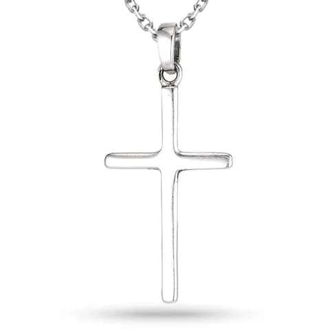 kruis ketting in zilver met hanger in zilver