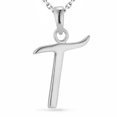 letter t ketting in zilver met hanger in zilver
