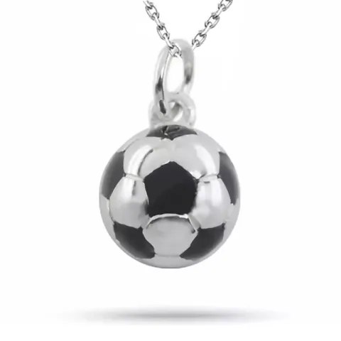 voetbal ketting in zilver met hanger in 9 karaat goud