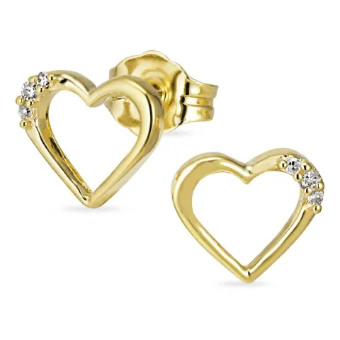 hart diamant oorsteker in 8 karaat goud met diamant en diamant
