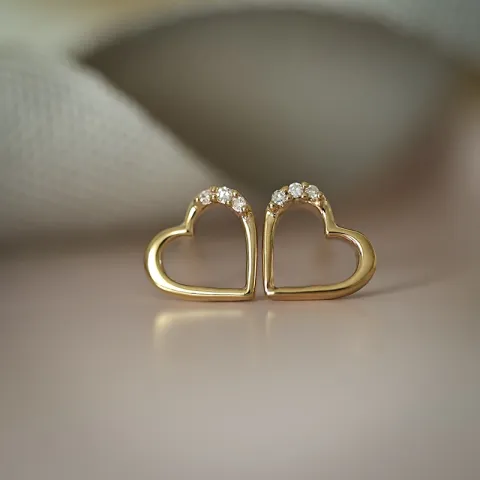 hart diamant oorsteker in 8 karaat goud met diamant en diamant