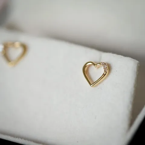 hart diamant oorsteker in 8 karaat goud met diamant en diamant