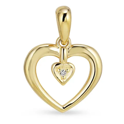 hart diamant hanger in 8 caraat goud 0,005 ct