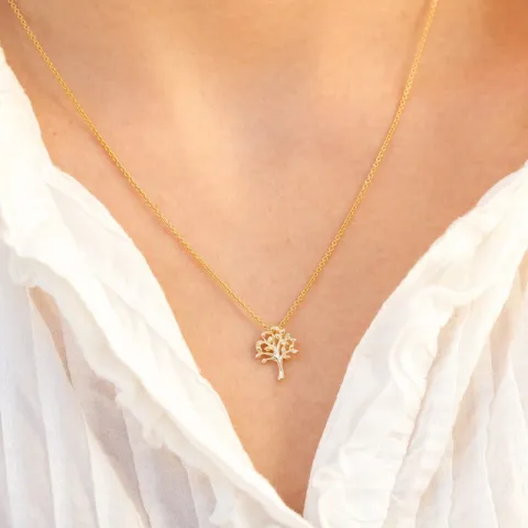 boom van het leven diamant hanger in 8 caraat goud 0,0025 ct