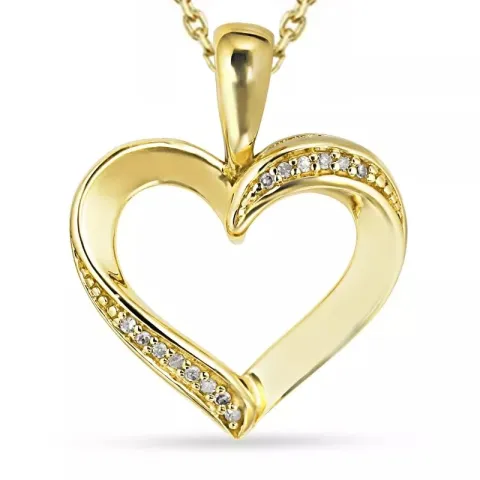 hart diamant ketting in verguld sterlingzilver met hanger in 8 karaat goud - Gold Collection