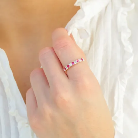 rode mémoire ring in zilver