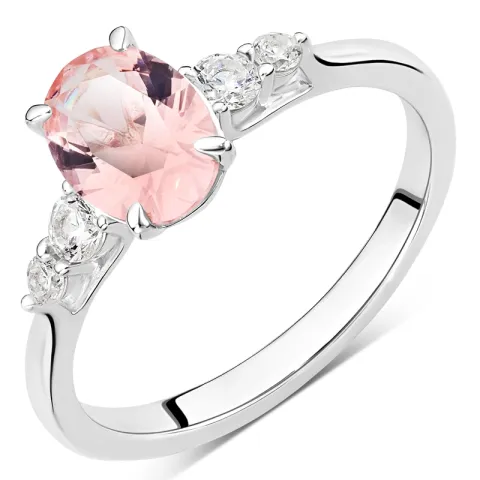 pink zirkoon ring in zilver