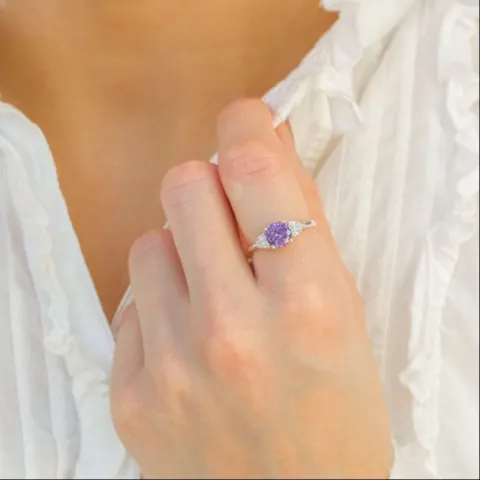 paarse zirkoon ring in zilver