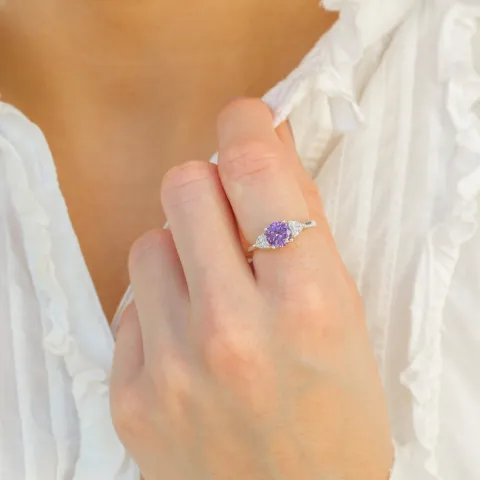 paarse zirkoon ring in zilver