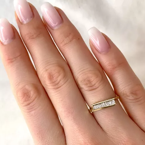 elegant abstract diamant ring in 9 karaat goud-en witgoud 0,01 ct