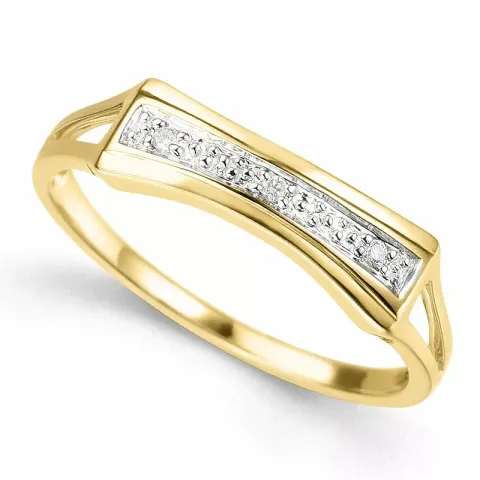 abstract diamant ring in 9 karaat goud-en witgoud 0,02 ct