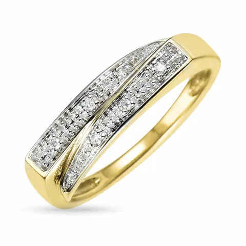 abstract diamant ring in 9 karaat goud-en witgoud 0,03 ct