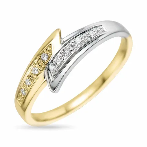 abstract diamant ring in 9 karaat goud-en witgoud 0,05 ct