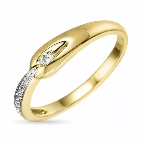 echt abstract diamant ring in 9 karaat goud-en witgoud 0,05 ct