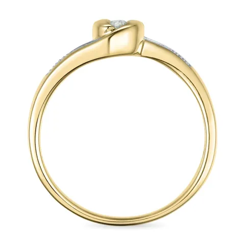 abstract diamant ring in 9 karaat goud-en witgoud 0,05 ct