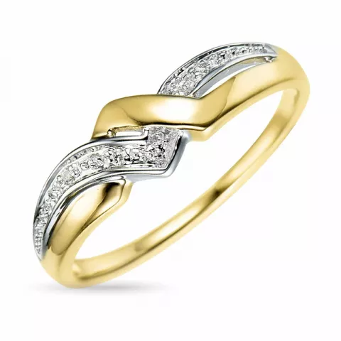 abstract diamant ring in 9 karaat goud-en witgoud 0,01 ct