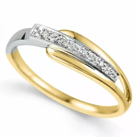 abstract diamant ring in 9 karaat goud-en witgoud 0,02 ct