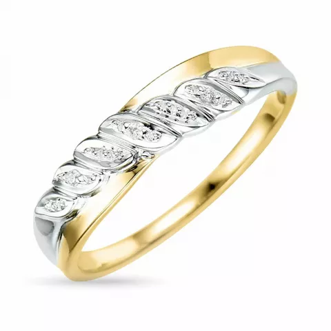 abstract diamant ring in 9 karaat goud-en witgoud 0,01 ct