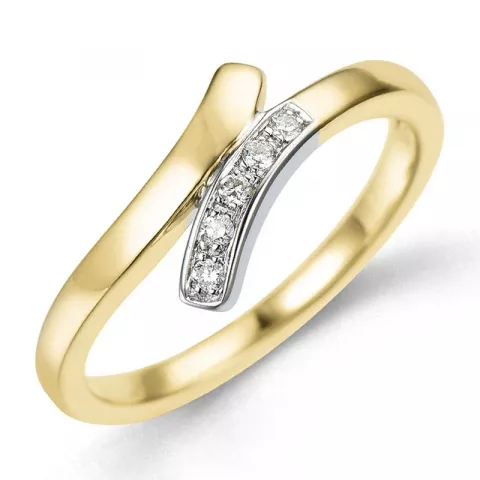 abstract diamant ring in 9 karaat goud-en witgoud 0,05 ct