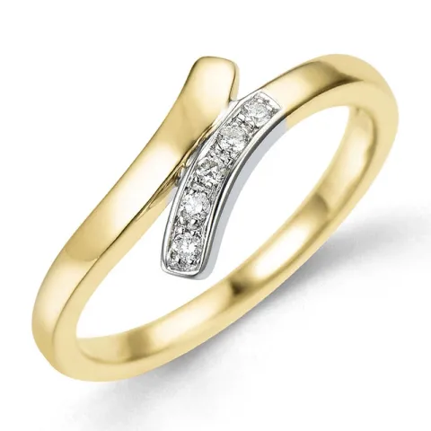 abstract diamant ring in 9 karaat goud-en witgoud 0,05 ct