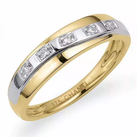 briljant ring in 9 karaat goud-en witgoud 0,05 ct