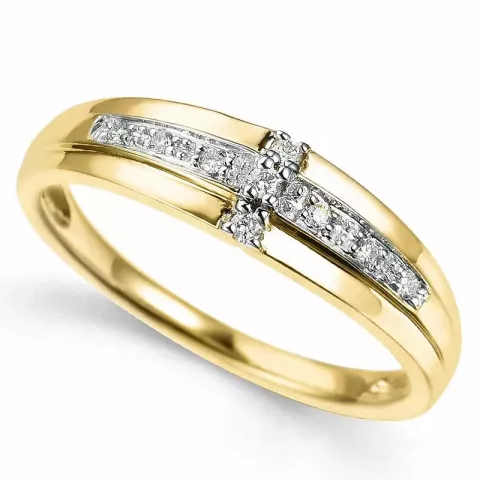 Breed abstract diamant ring in 9 karaat goud-en witgoud 0,06 ct