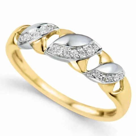 testsieraad abstract briljant ring in 9 karaat goud-en witgoud 0,03 ct