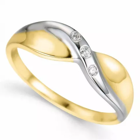 Eenvoudige abstract diamant ring in 9 karaat goud-en witgoud 0,06 ct