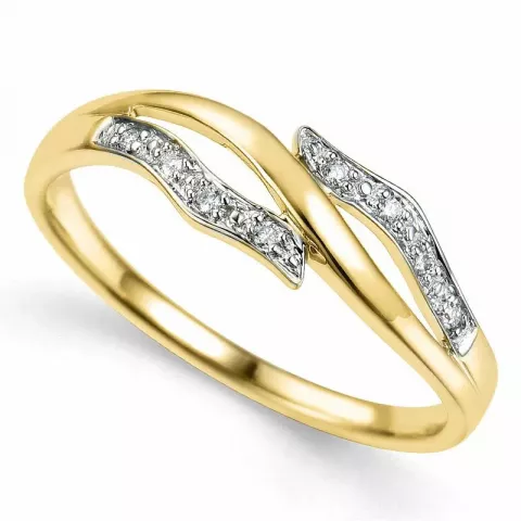 abstract diamant ring in 9 karaat goud-en witgoud 0,04 ct