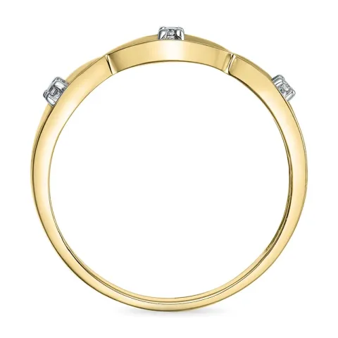 abstract diamant ring in 9 karaat goud-en witgoud 0,02 ct